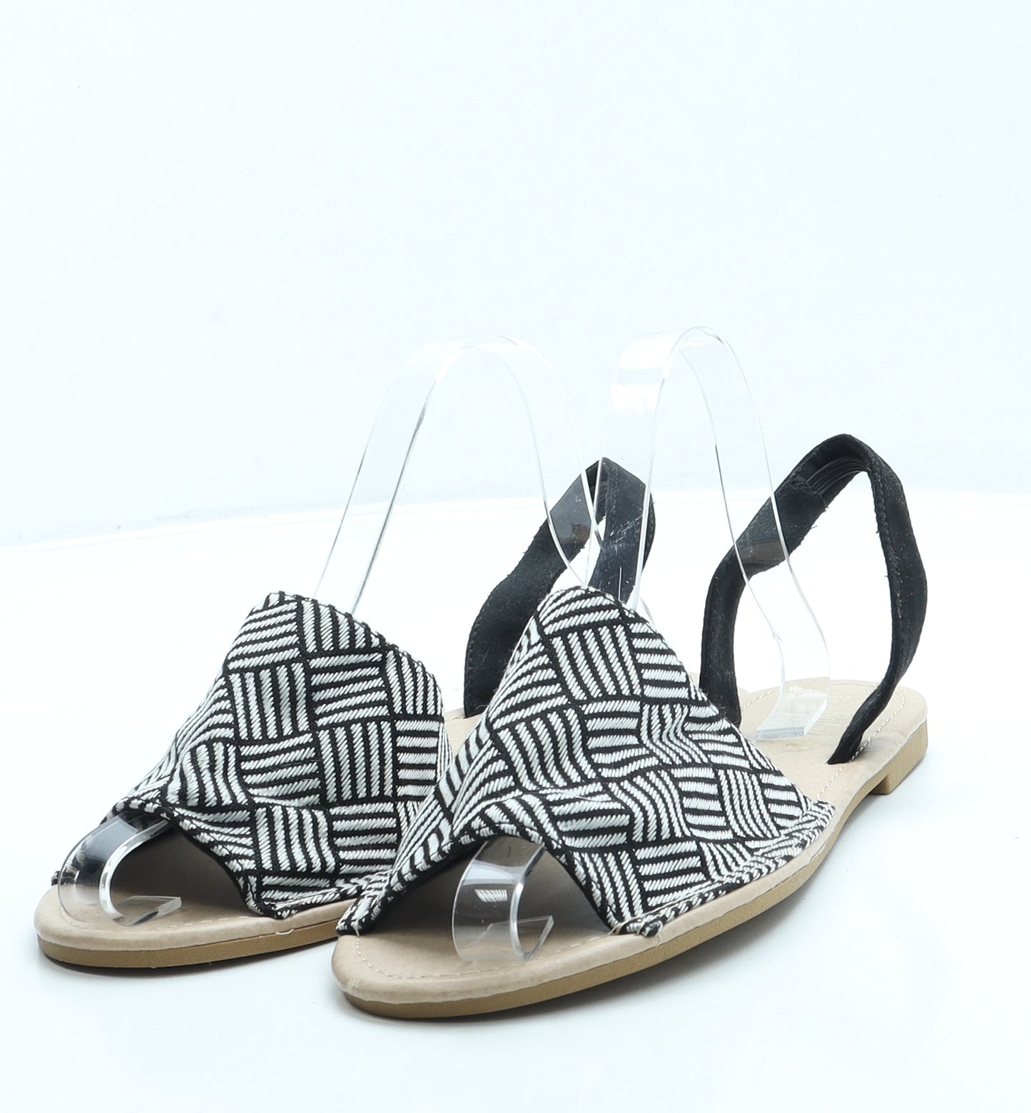 George Womens Black Geometric Polyester Slingback Sandal UK 6.5 40