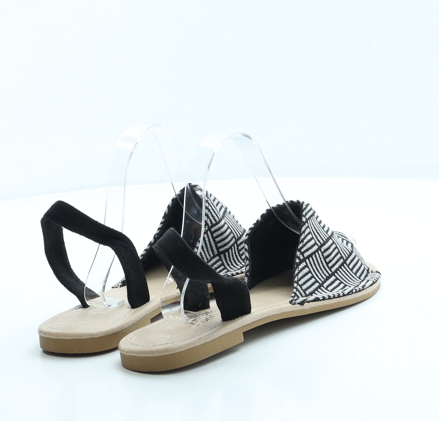 George Womens Black Geometric Polyester Slingback Sandal UK 6.5 40