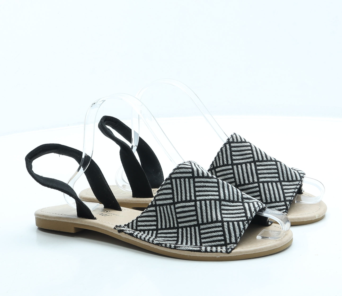 George Womens Black Geometric Polyester Slingback Sandal UK 6.5 40