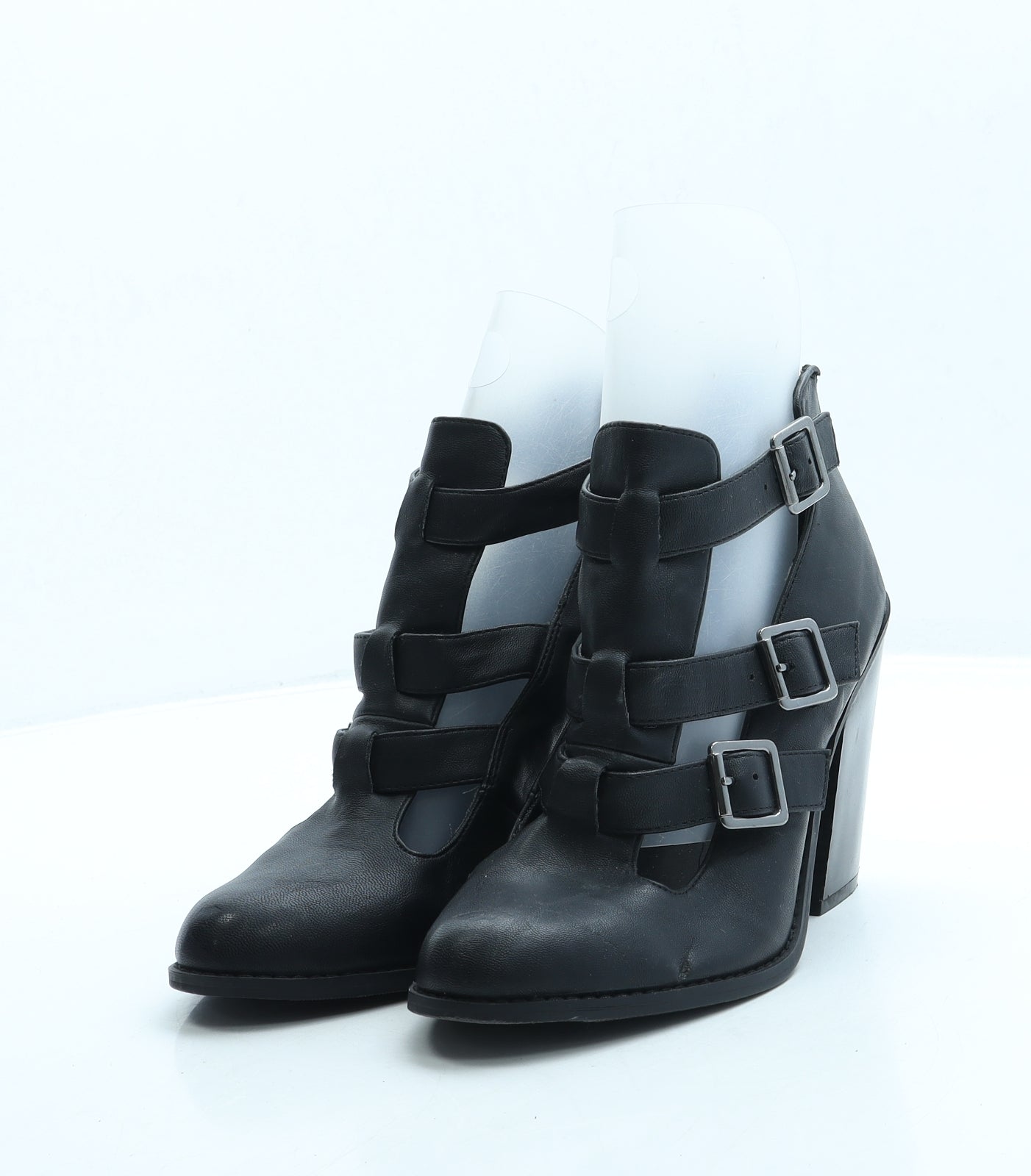 New Look Womens Black Leather Bootie Boot UK 7 40