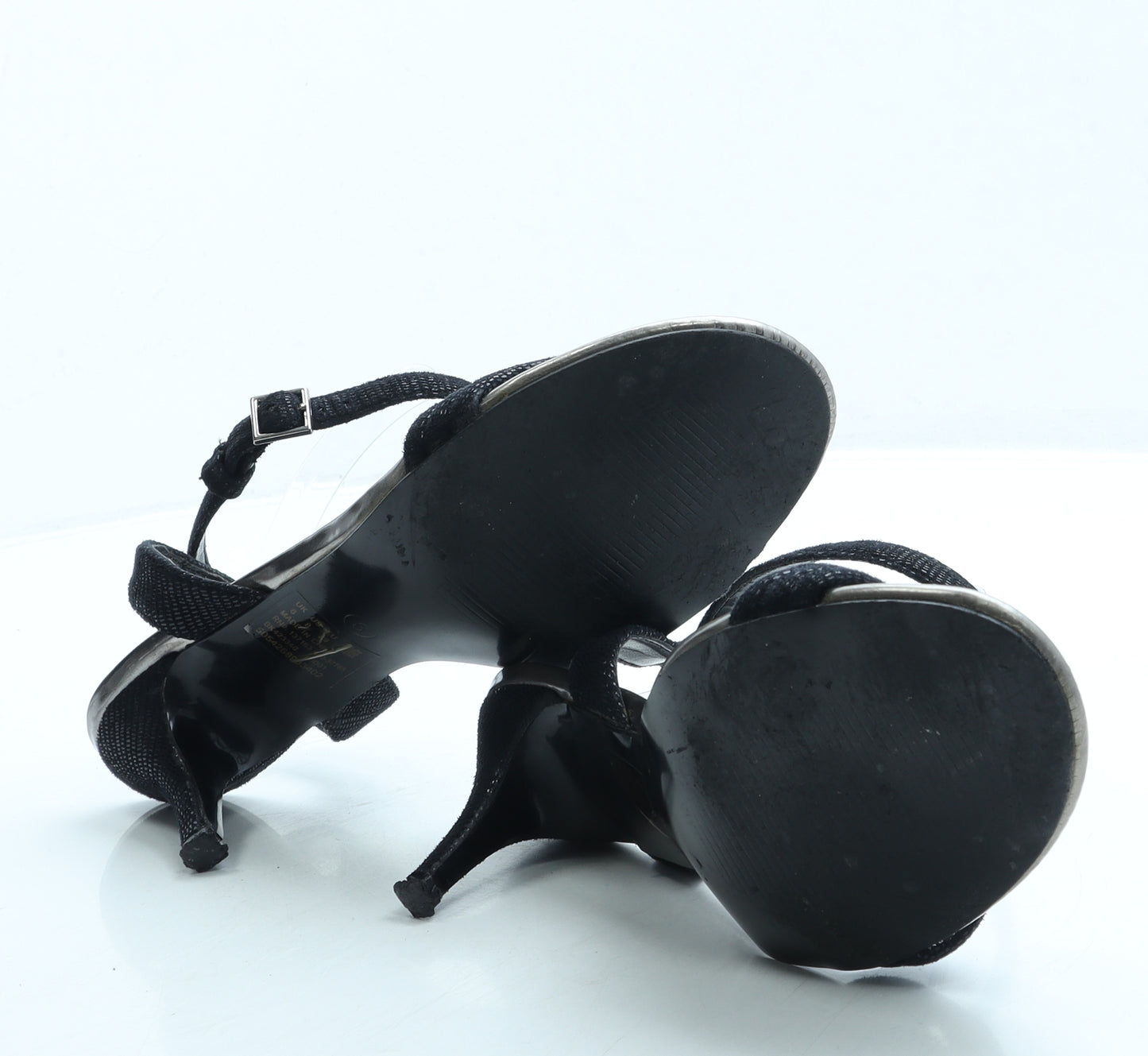 F&F Womens Black Polyester Strappy Heel UK 6 39