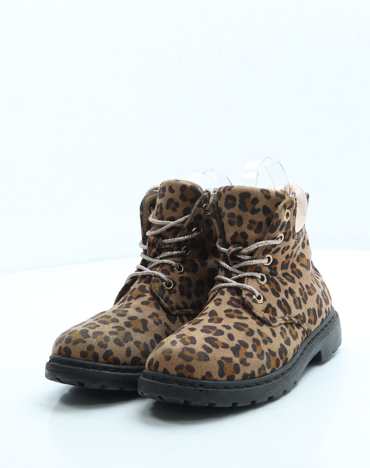 PEP&CO Girls Brown Animal Print Suede Combat Boot UK 13