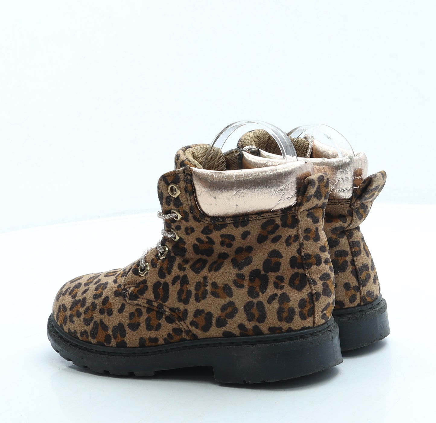 PEP&CO Girls Brown Animal Print Suede Combat Boot UK 13