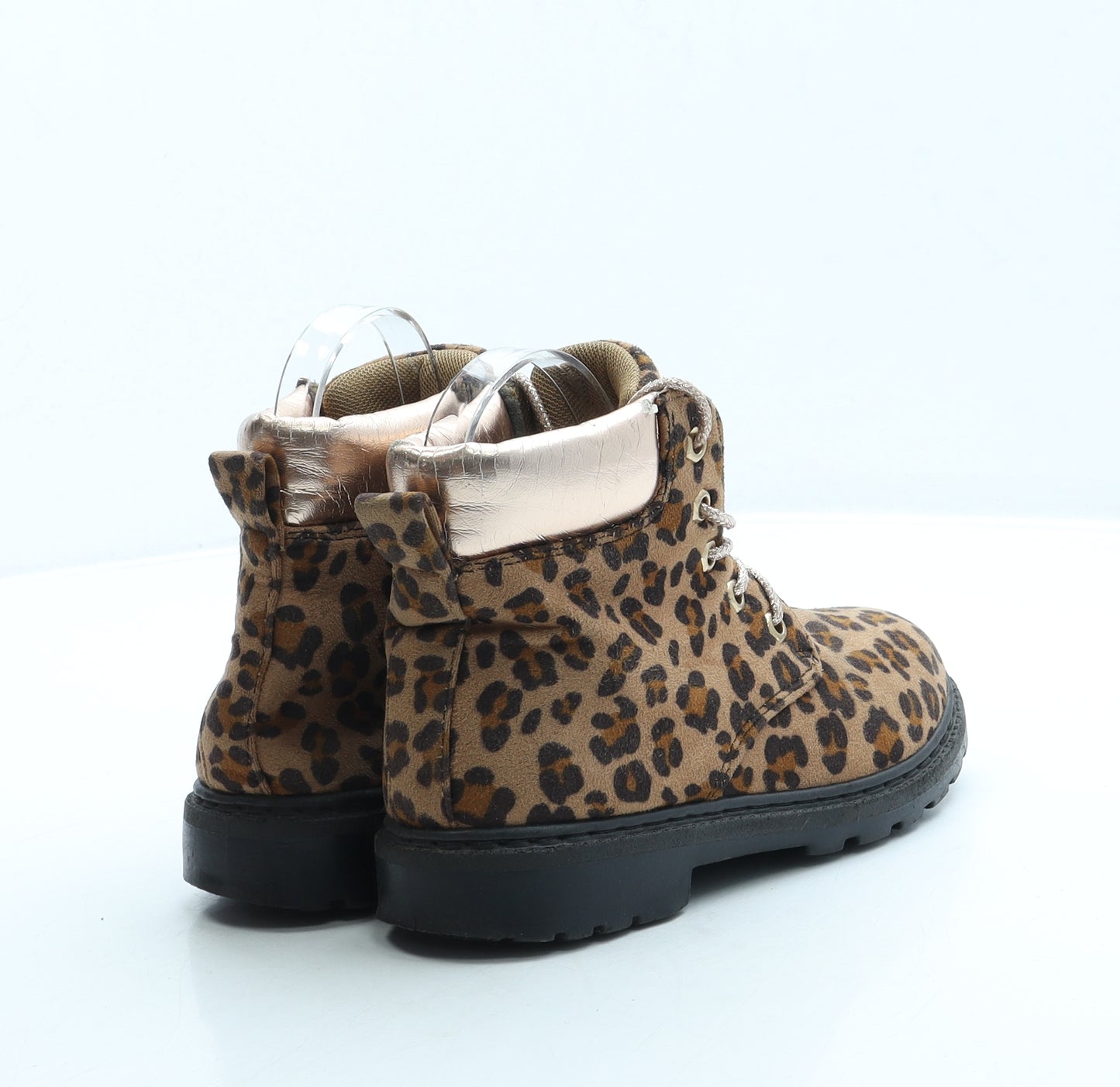 PEP&CO Girls Brown Animal Print Suede Combat Boot UK 13