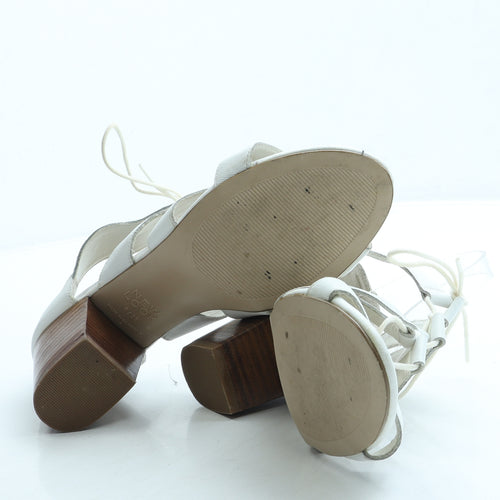 New Look Womens White Leather Gladiator Heel UK 6 39 - Wide Fit