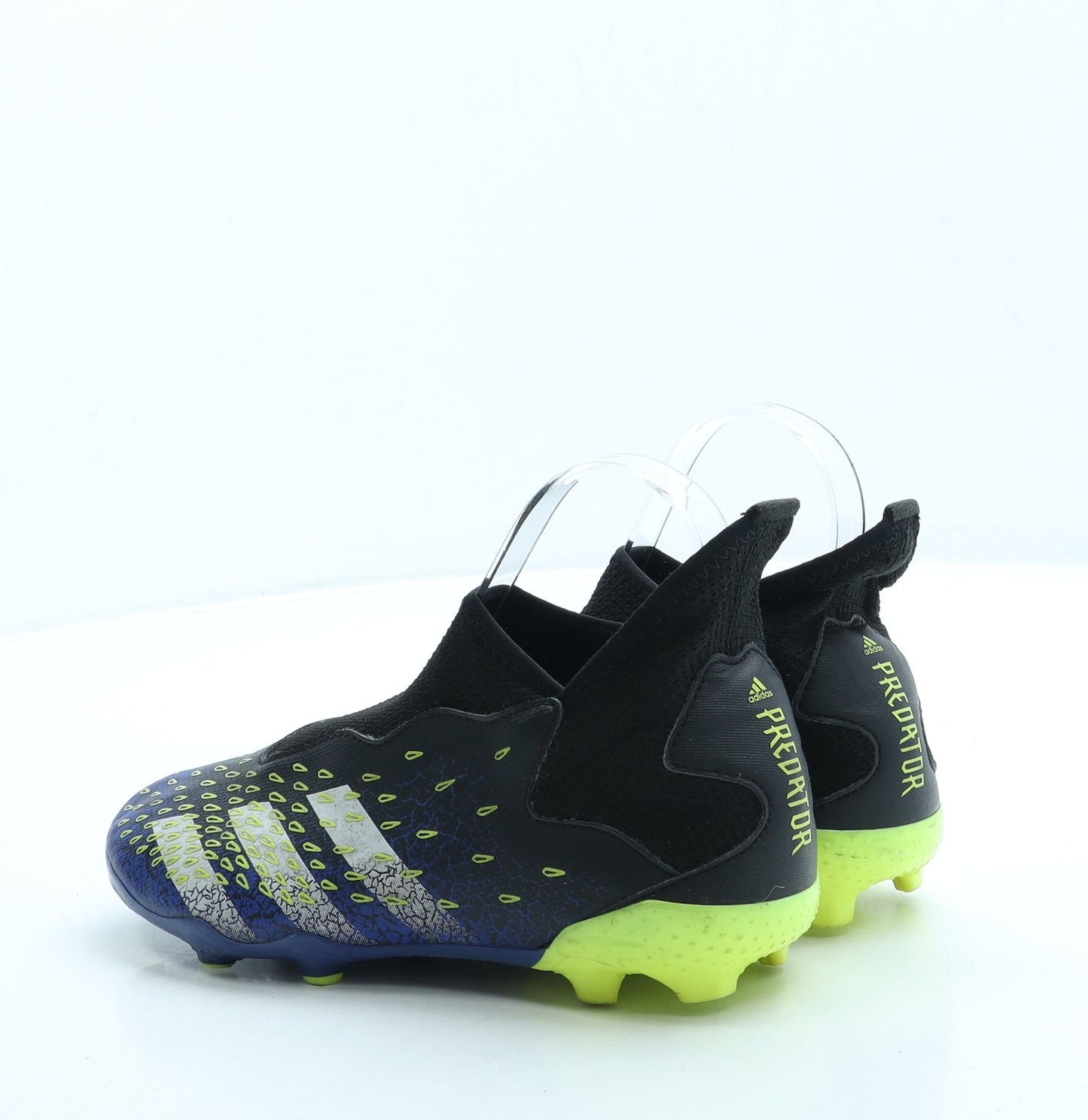 adidas Boys Blue Geometric Leather Trainer UK 3 35.5