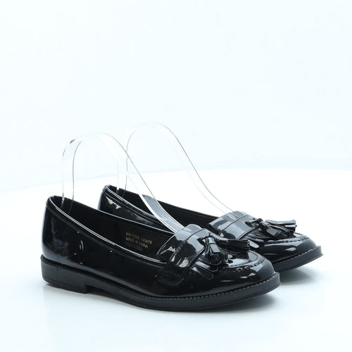 Primark Womens Black Patent Leather Loafer Flat UK 4 37 US 6