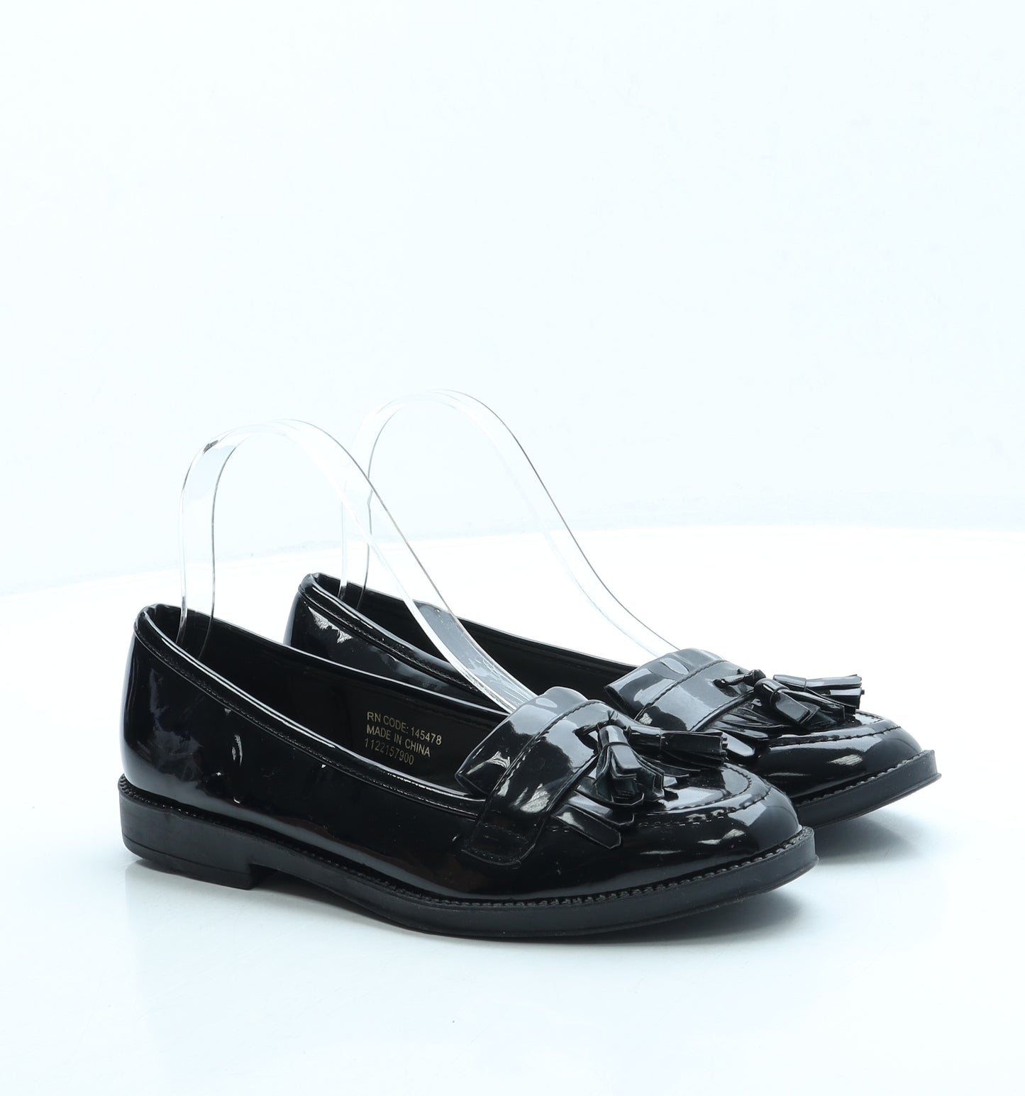 Primark Womens Black Patent Leather Loafer Flat UK 4 37 US 6