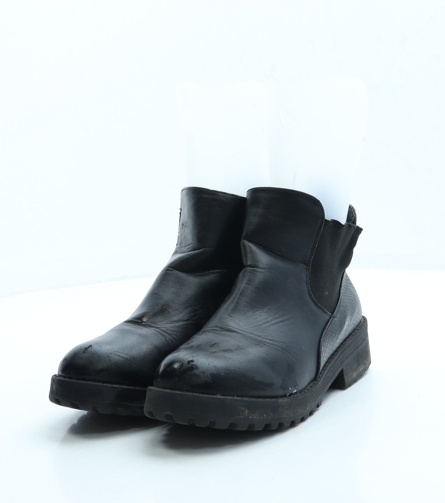 Miss Riot Girls Black Leather Chelsea Boot UK 3