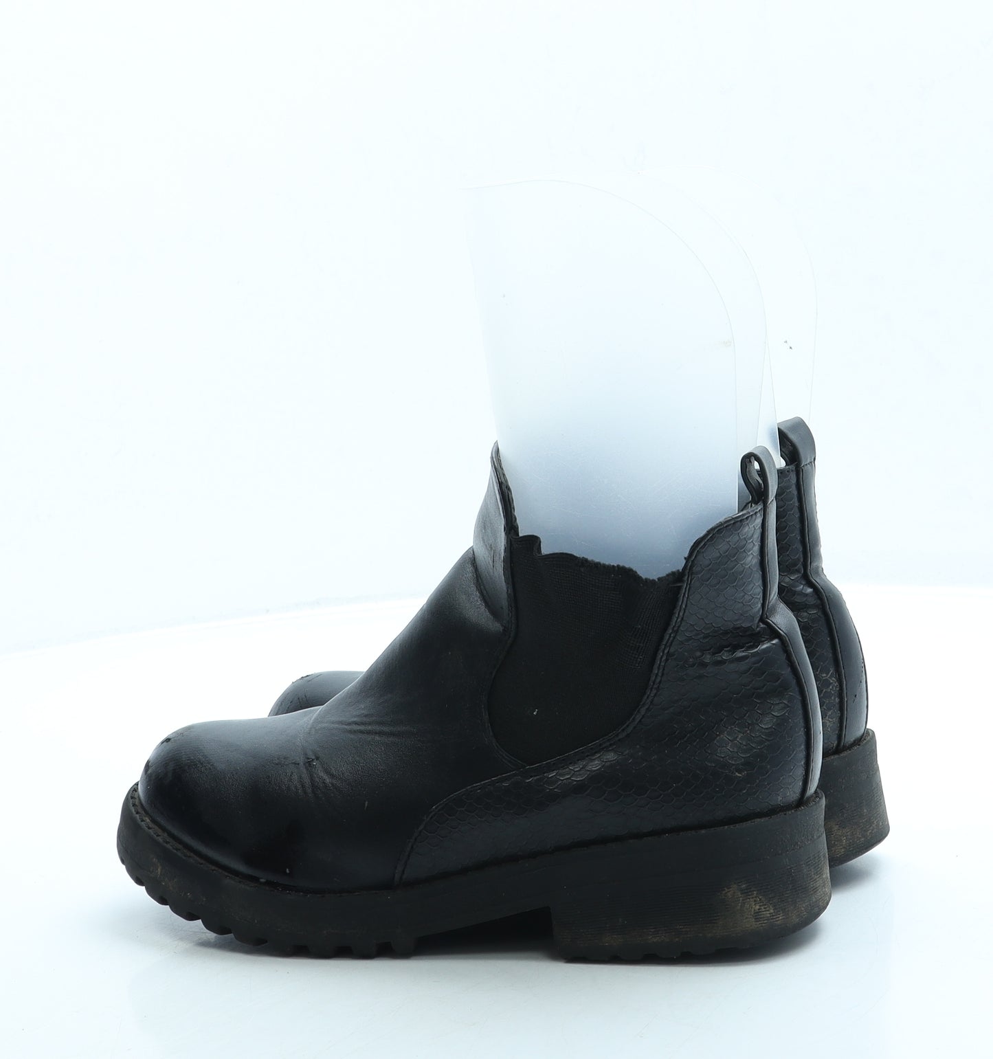Miss Riot Girls Black Leather Chelsea Boot UK 3