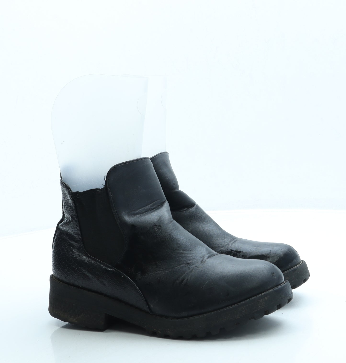 Miss Riot Girls Black Leather Chelsea Boot UK 3
