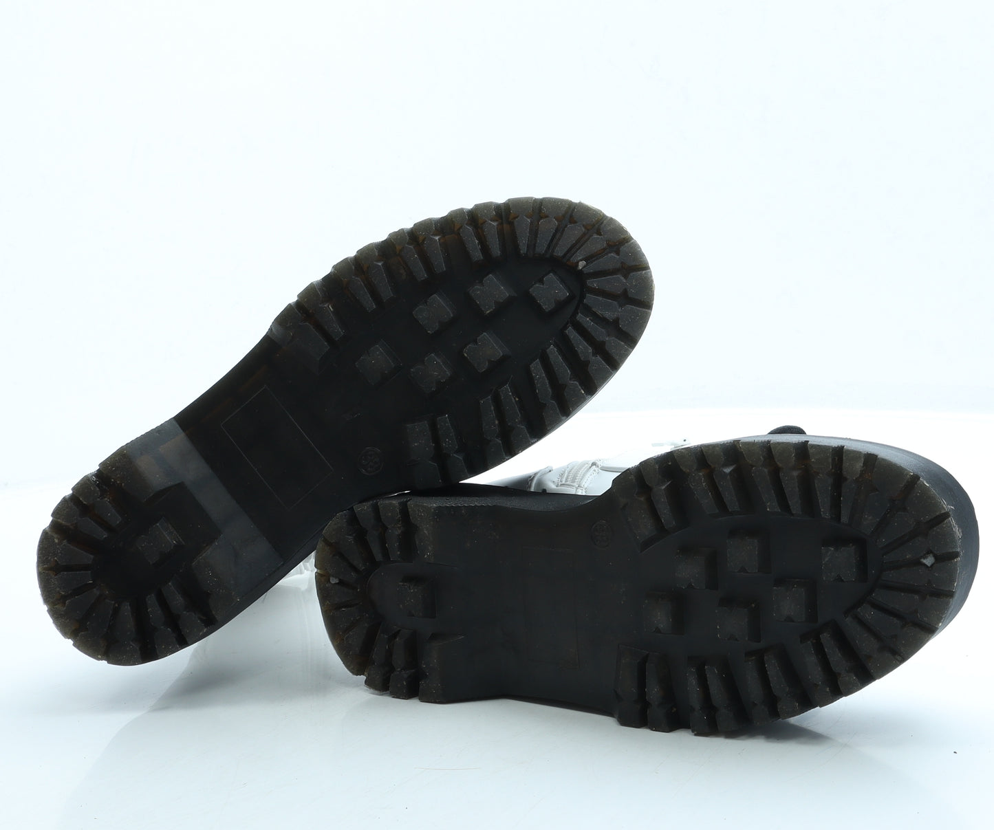 Preworn Womens White Leather Combat Boot UK 5 38