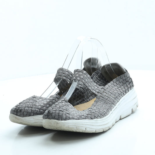 Preworn Womens Grey Polyester Slip On Flat UK 4 37