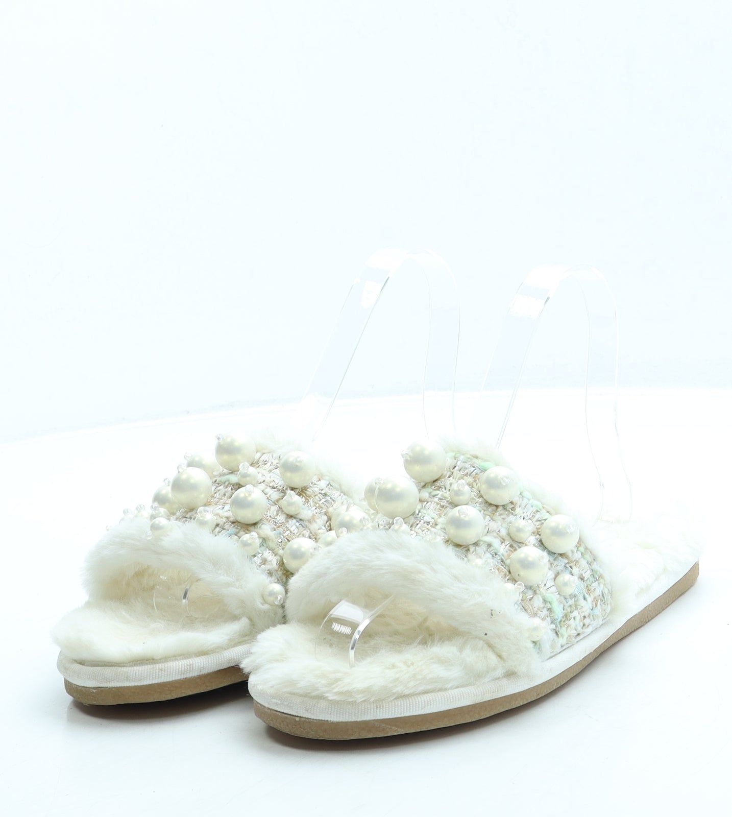 Preworn Womens Beige Polyester Slip On Slipper UK 37