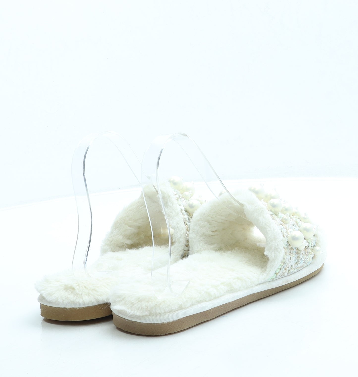 Preworn Womens Beige Polyester Slip On Slipper UK 37