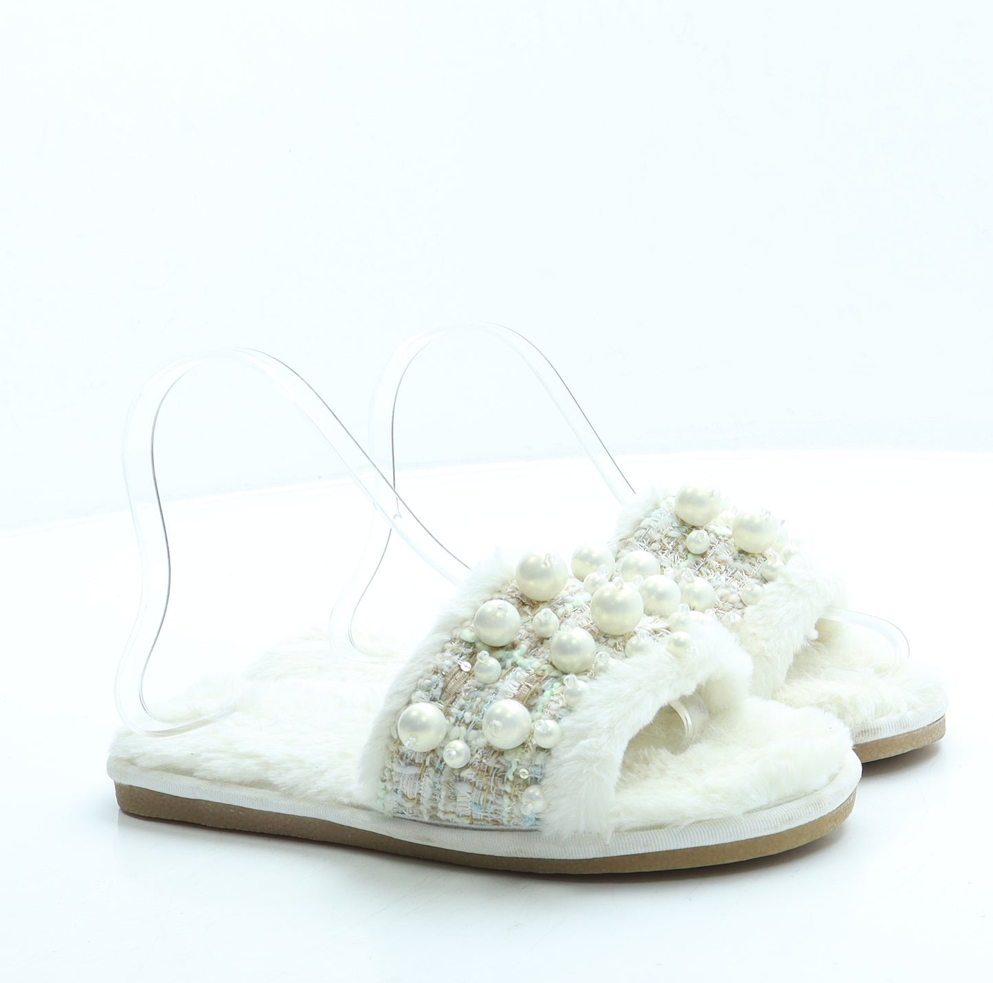 Preworn Womens Beige Polyester Slip On Slipper UK 37