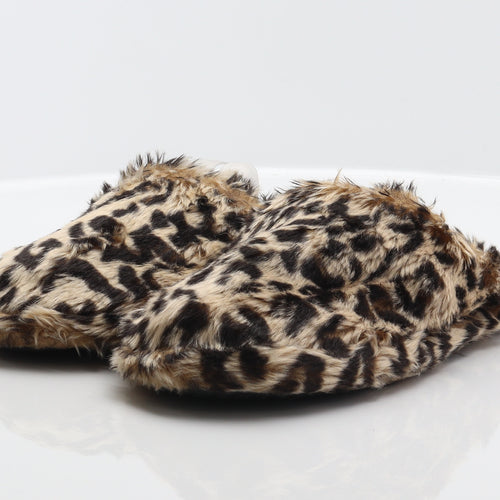 Totes Isotoner Womens Brown Animal Print Polyester Mule Slipper UK - Leopard print