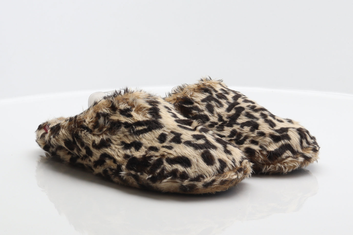 Totes Isotoner Womens Brown Animal Print Polyester Mule Slipper UK - Leopard print