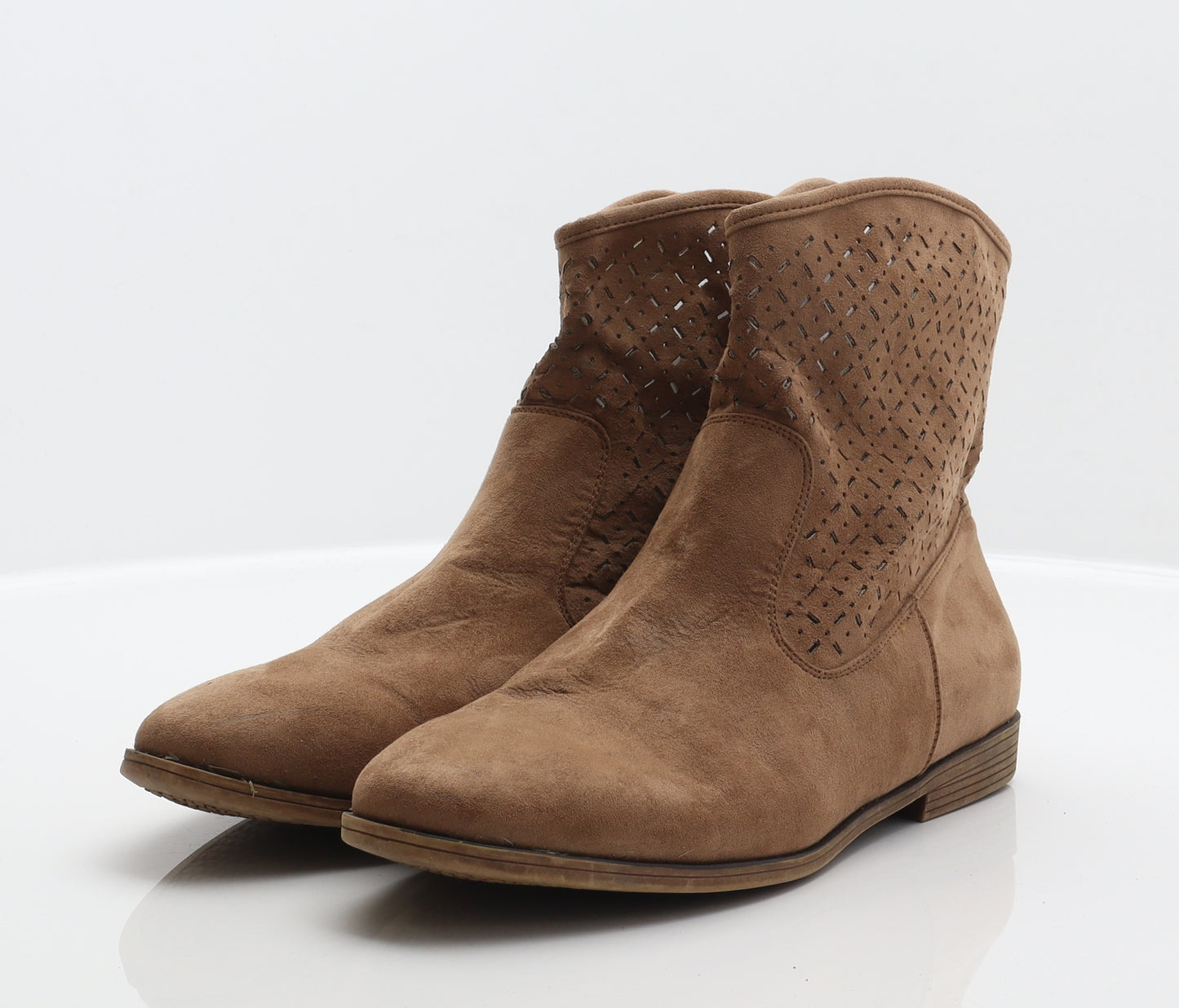 F&F Womens Brown Geometric Polyester Cowboy Boot UK 8