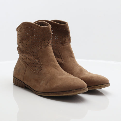 F&F Womens Brown Geometric Polyester Cowboy Boot UK 8