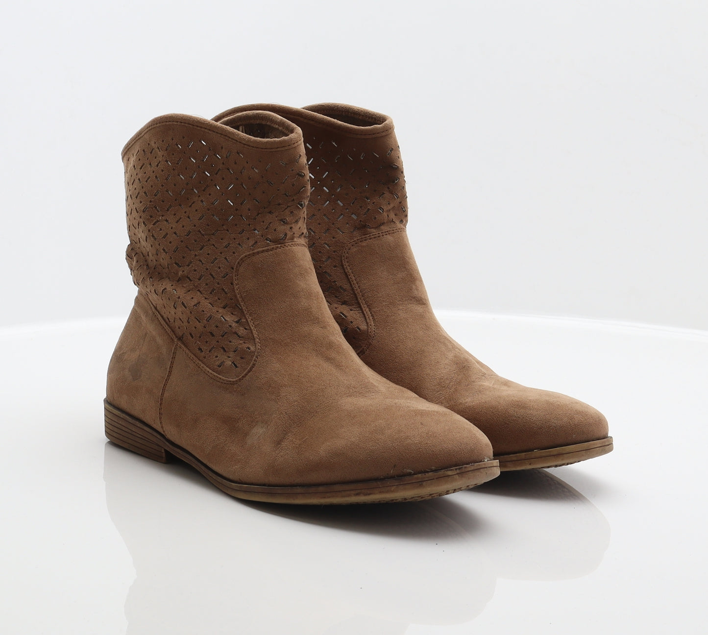 F&F Womens Brown Geometric Polyester Cowboy Boot UK 8