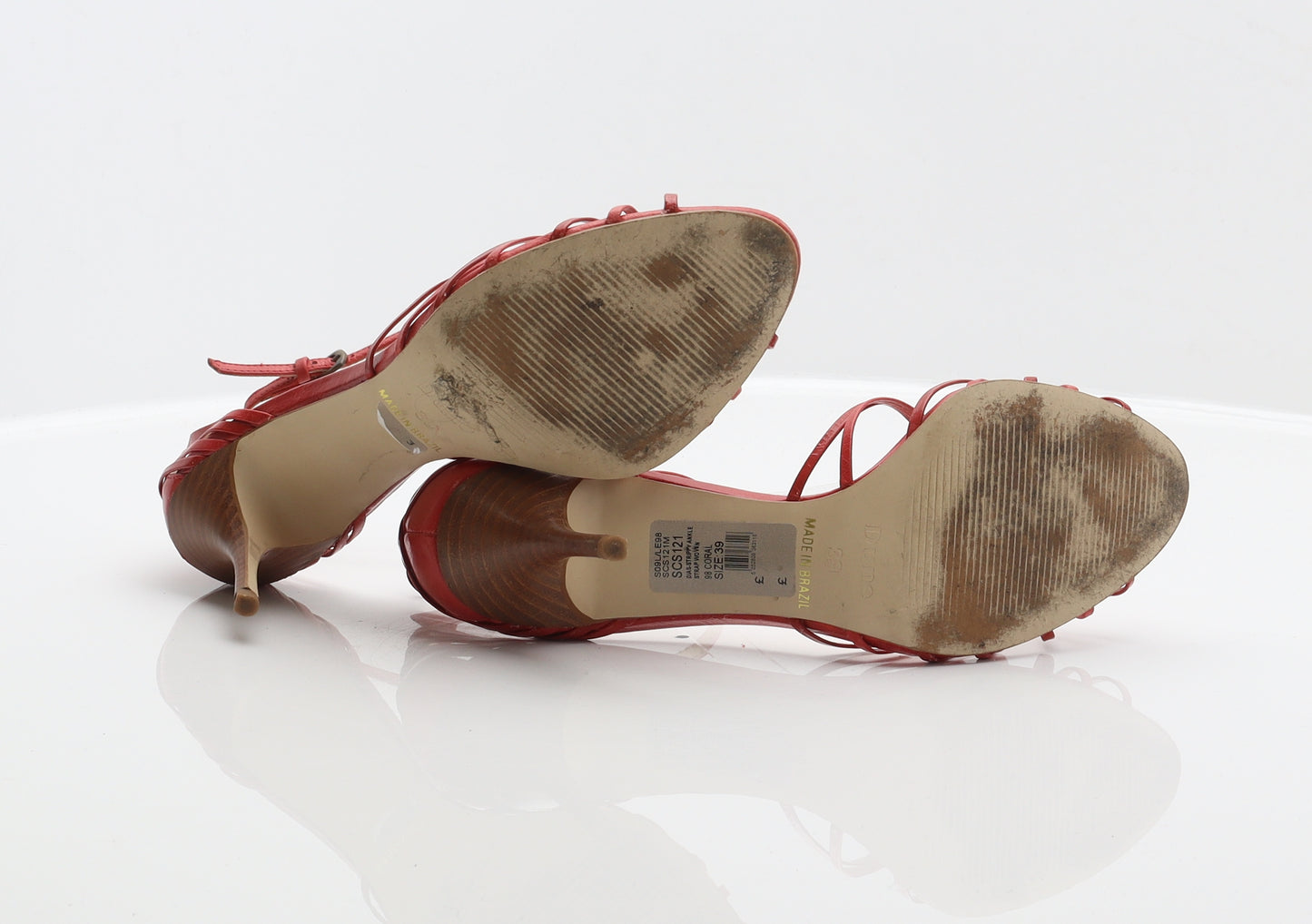 Dune Womens Red Leather Strappy Heel UK 5.5 39