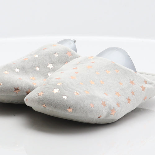 Preworn Girls Grey Geometric Polyester Mule Slipper UK 1 - Star detail