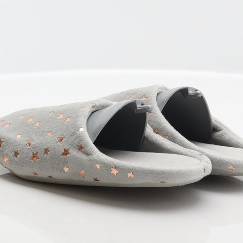 Preworn Girls Grey Geometric Polyester Mule Slipper UK 1 - Star detail