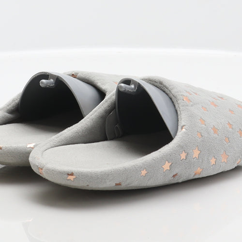 Preworn Girls Grey Geometric Polyester Mule Slipper UK 1 - Star detail