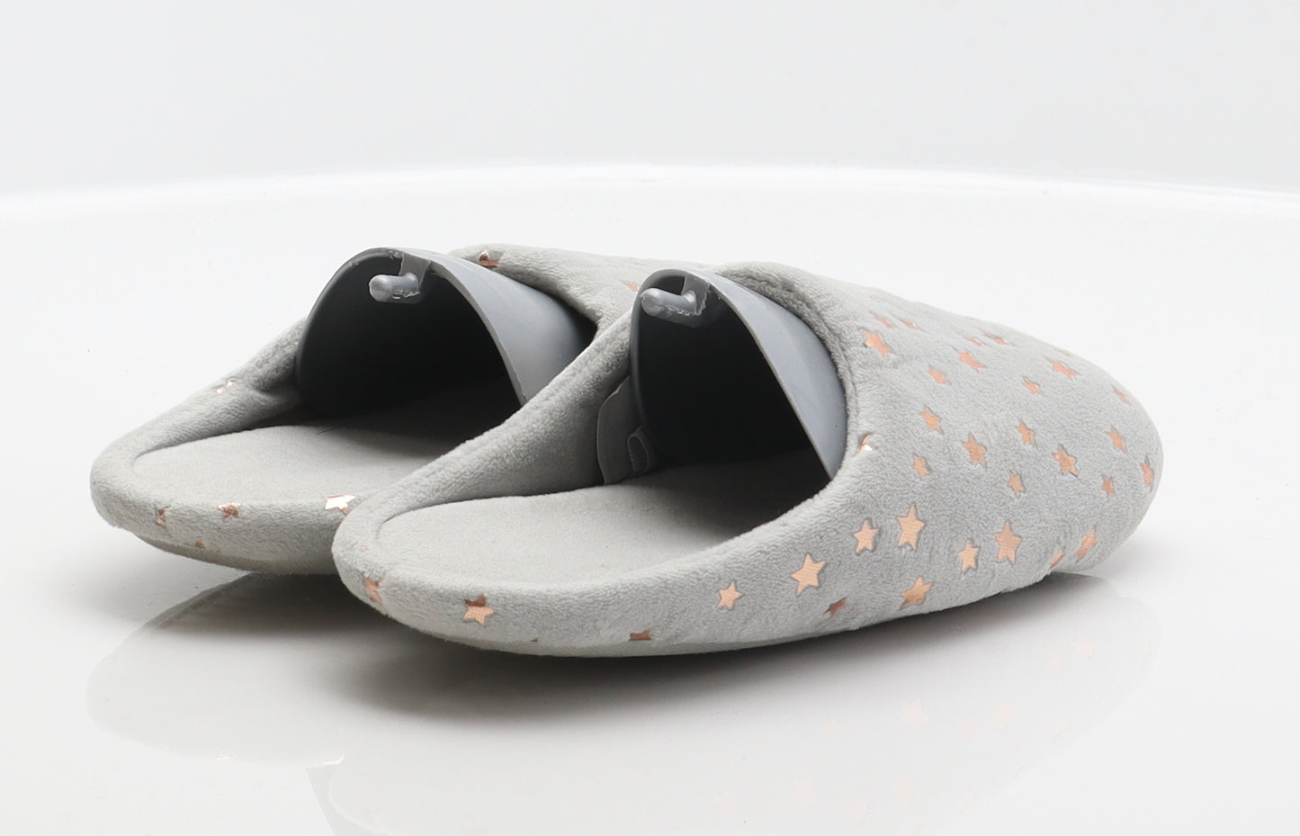 Preworn Girls Grey Geometric Polyester Mule Slipper UK 1 - Star detail