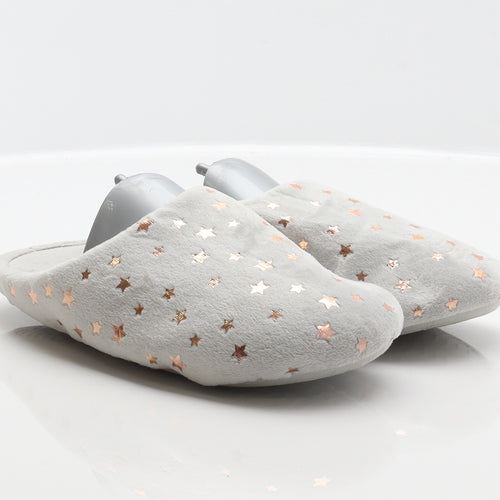 Preworn Girls Grey Geometric Polyester Mule Slipper UK 1 - Star detail