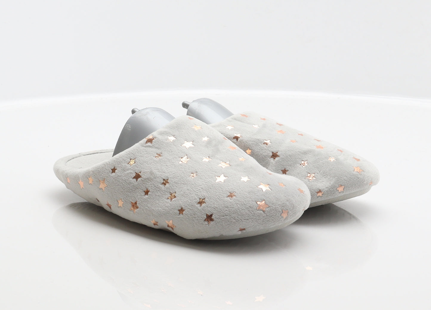 Preworn Girls Grey Geometric Polyester Mule Slipper UK 1 - Star detail