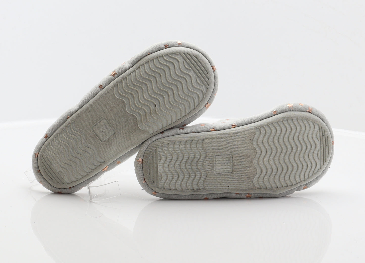Preworn Girls Grey Geometric Polyester Mule Slipper UK 1 - Star detail