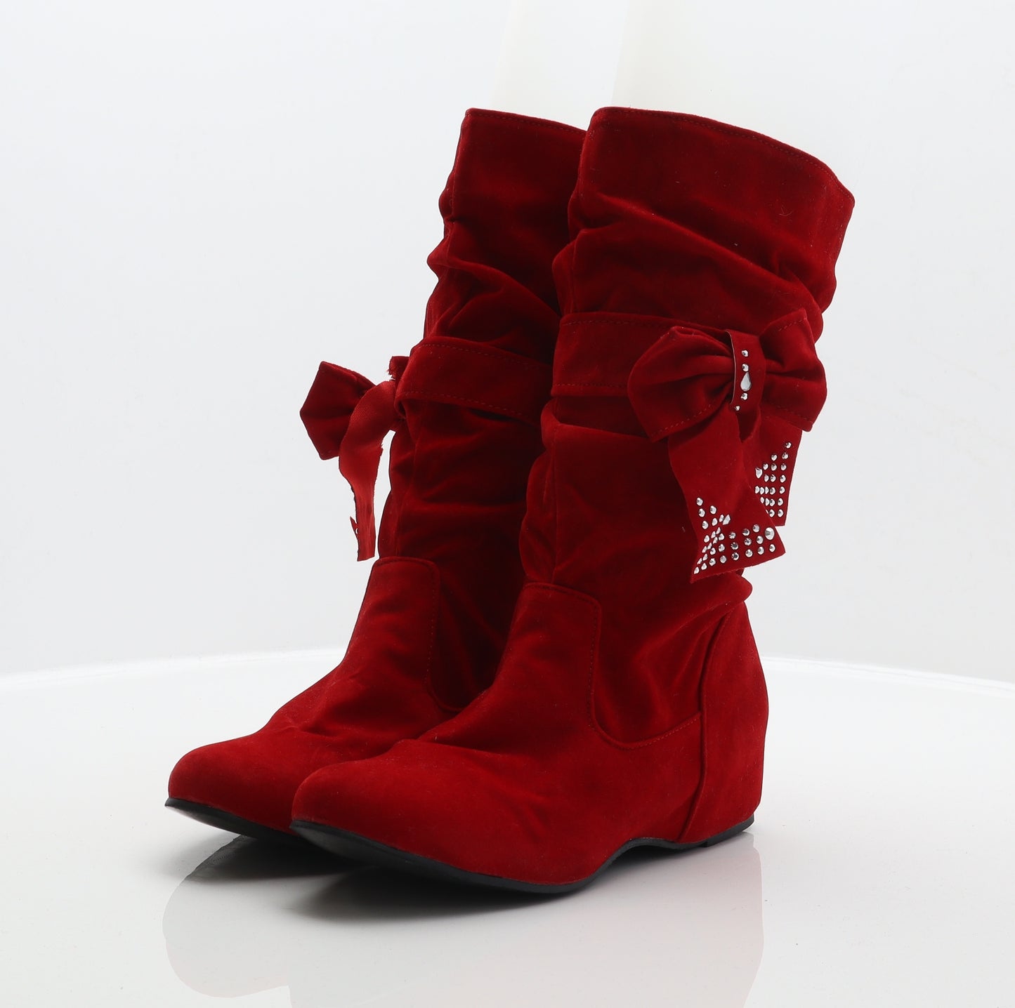 Preworn Womens Red Polyester Slip On Boot UK 7 41