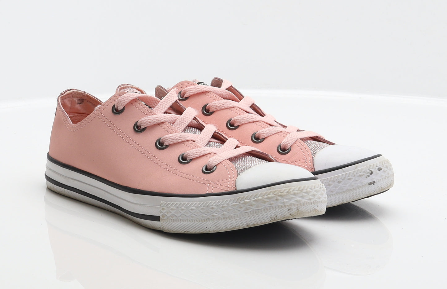 Converse Girls Pink Leather Trainer UK 3 35.5