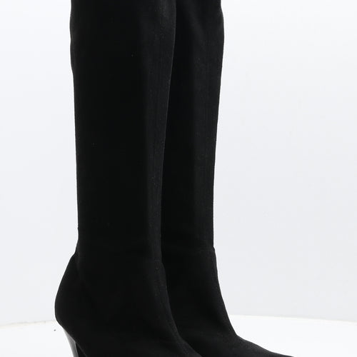 Preworn Womens Black Suede Slip On Boot UK 7.5