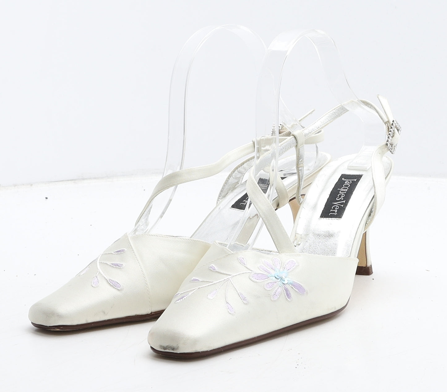 Jacques Vert Womens Ivory Floral Synthetic Slingback Heel UK 5 38