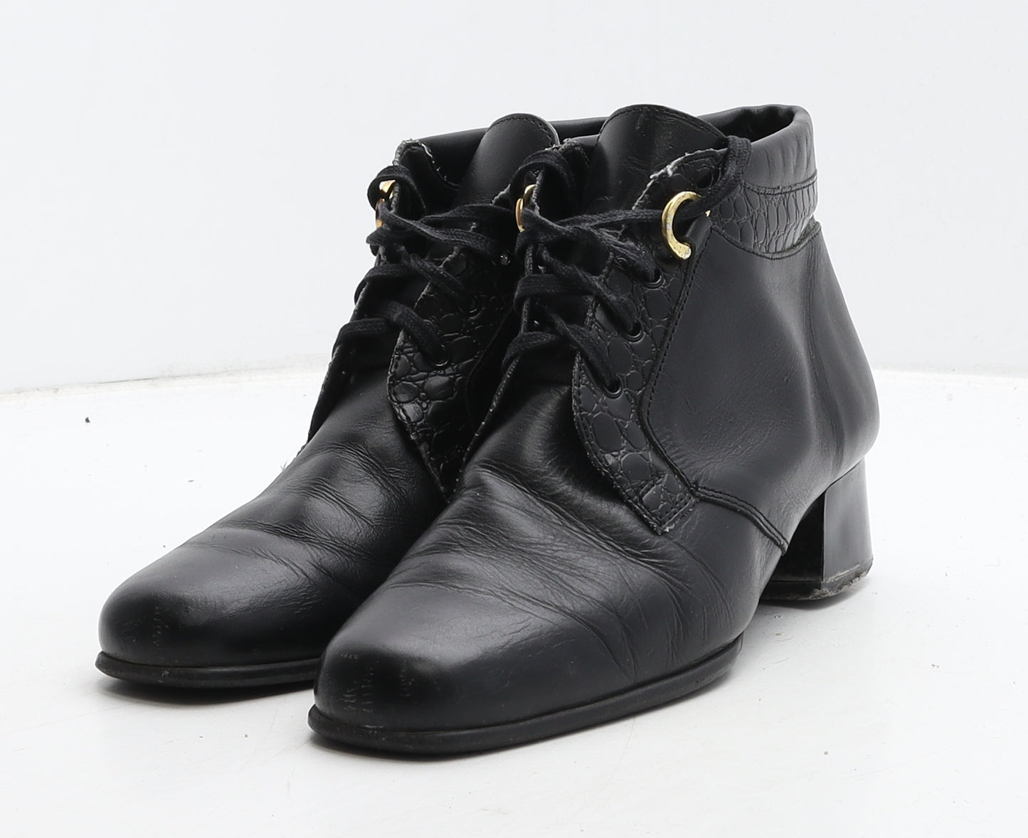 Roland Womens Black Leather Bootie Boot UK 5