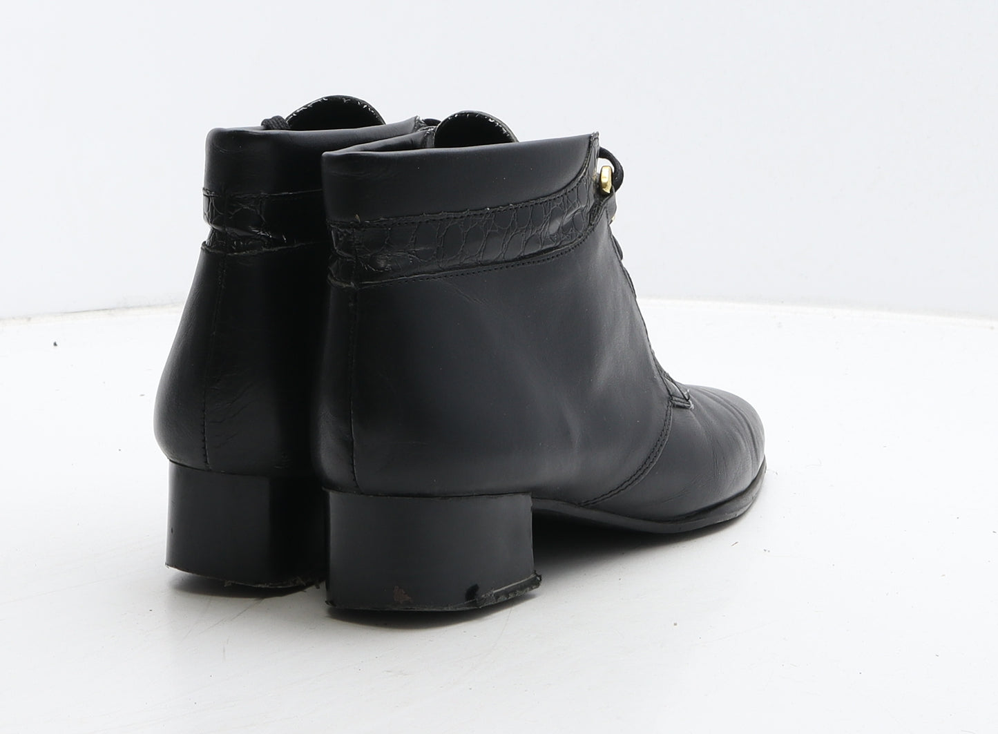 Roland Womens Black Leather Bootie Boot UK 5