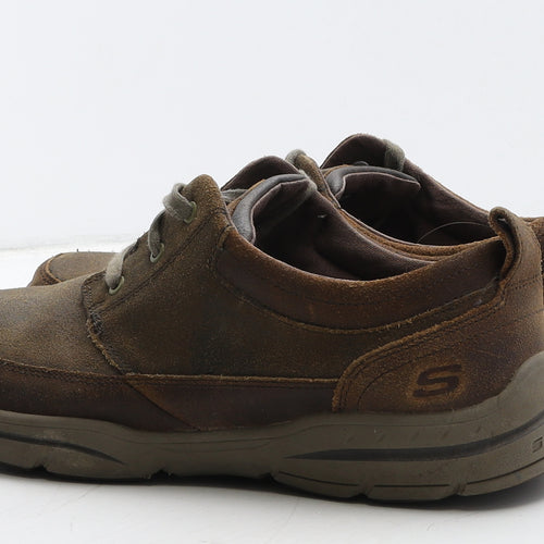 Skechers Mens Brown Leather Trainer Casual UK 9.5 44