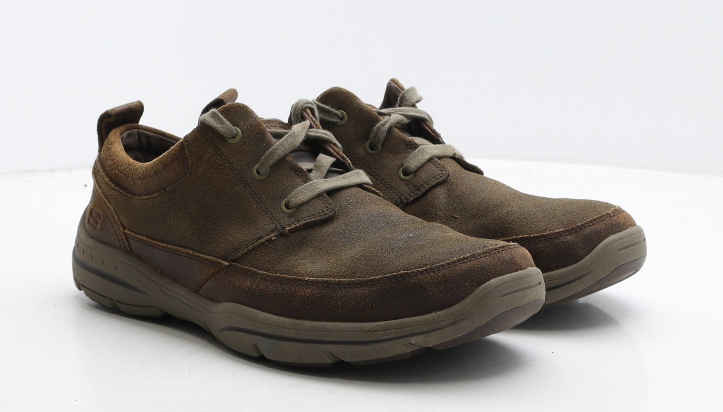 Skechers Mens Brown Leather Trainer Casual UK 9.5 44