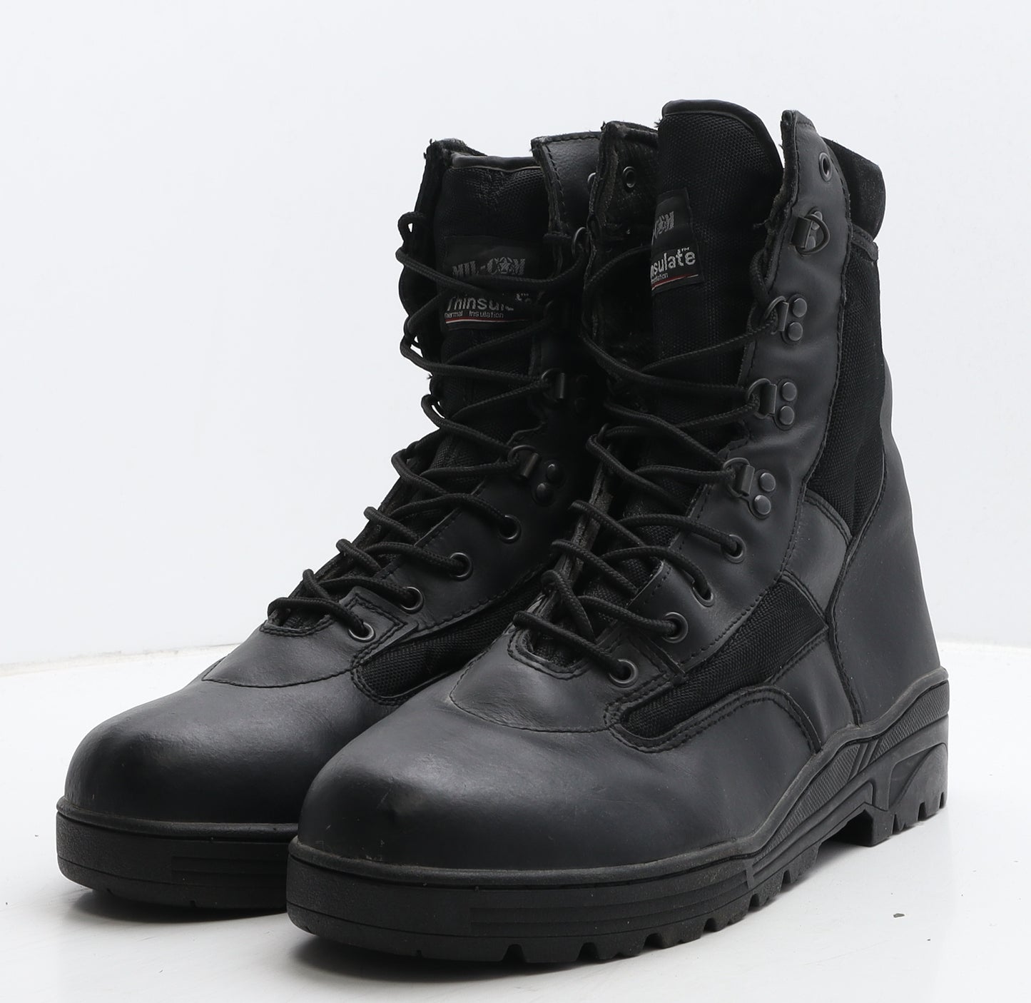 Mil-Com Mens Black Leather Combat Boot UK 13