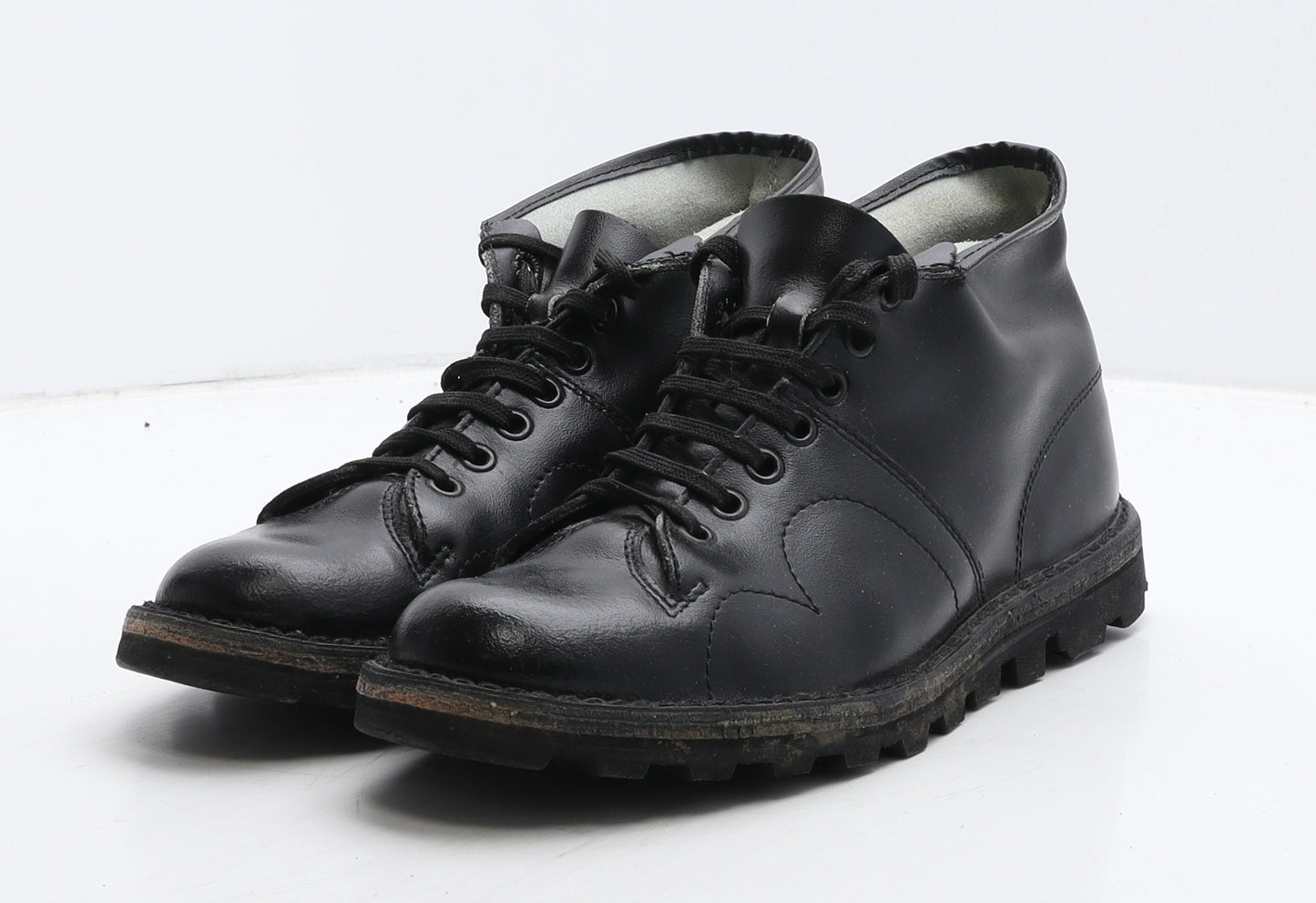 Preworn Womens Black Leather Combat Boot UK 6