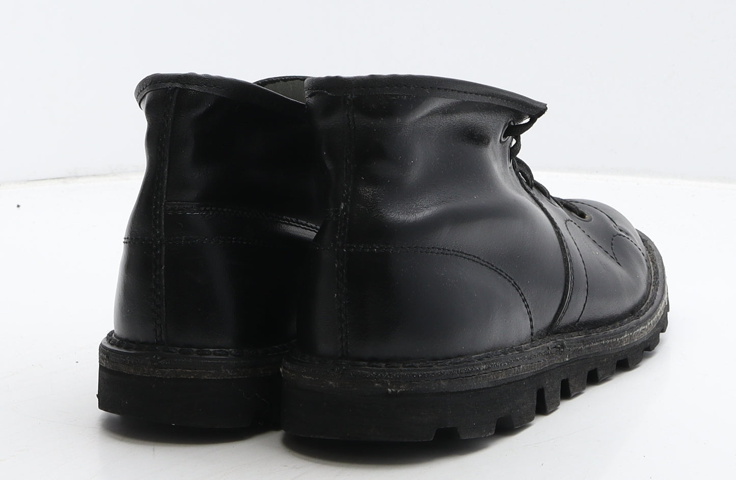 Preworn Womens Black Leather Combat Boot UK 6