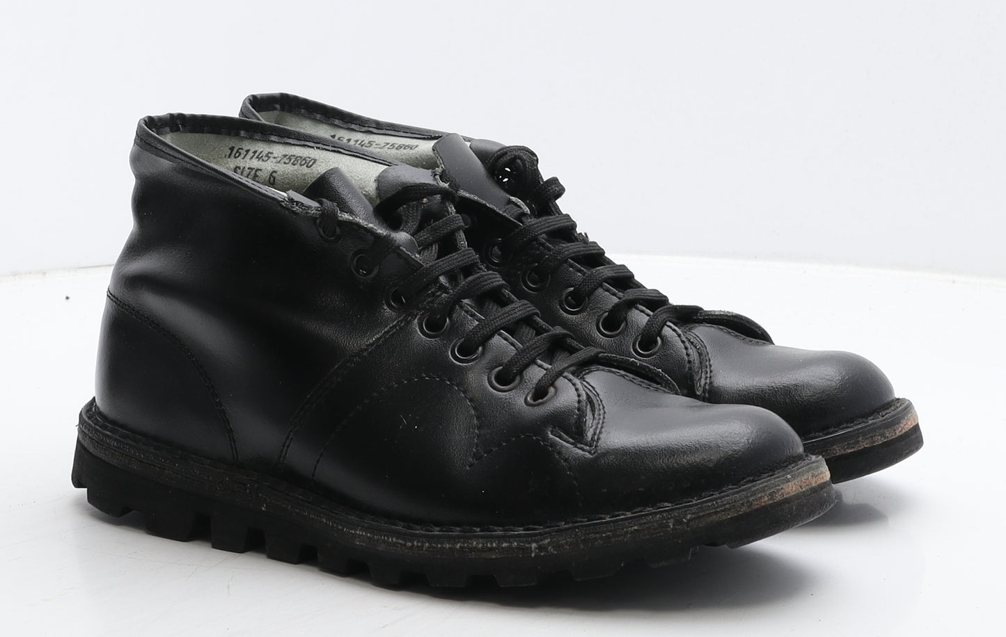 Preworn Womens Black Leather Combat Boot UK 6