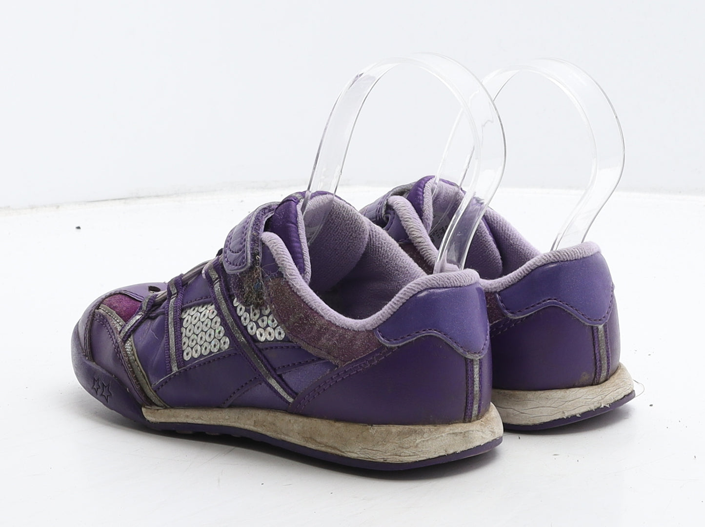 Clarks Girls Purple Geometric Leather Trainer UK 11.5 29