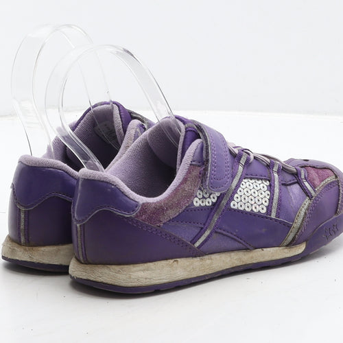 Clarks Girls Purple Geometric Leather Trainer UK 11.5 29