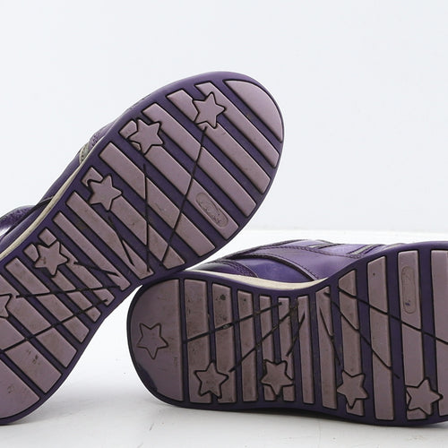 Clarks Girls Purple Geometric Leather Trainer UK 11.5 29