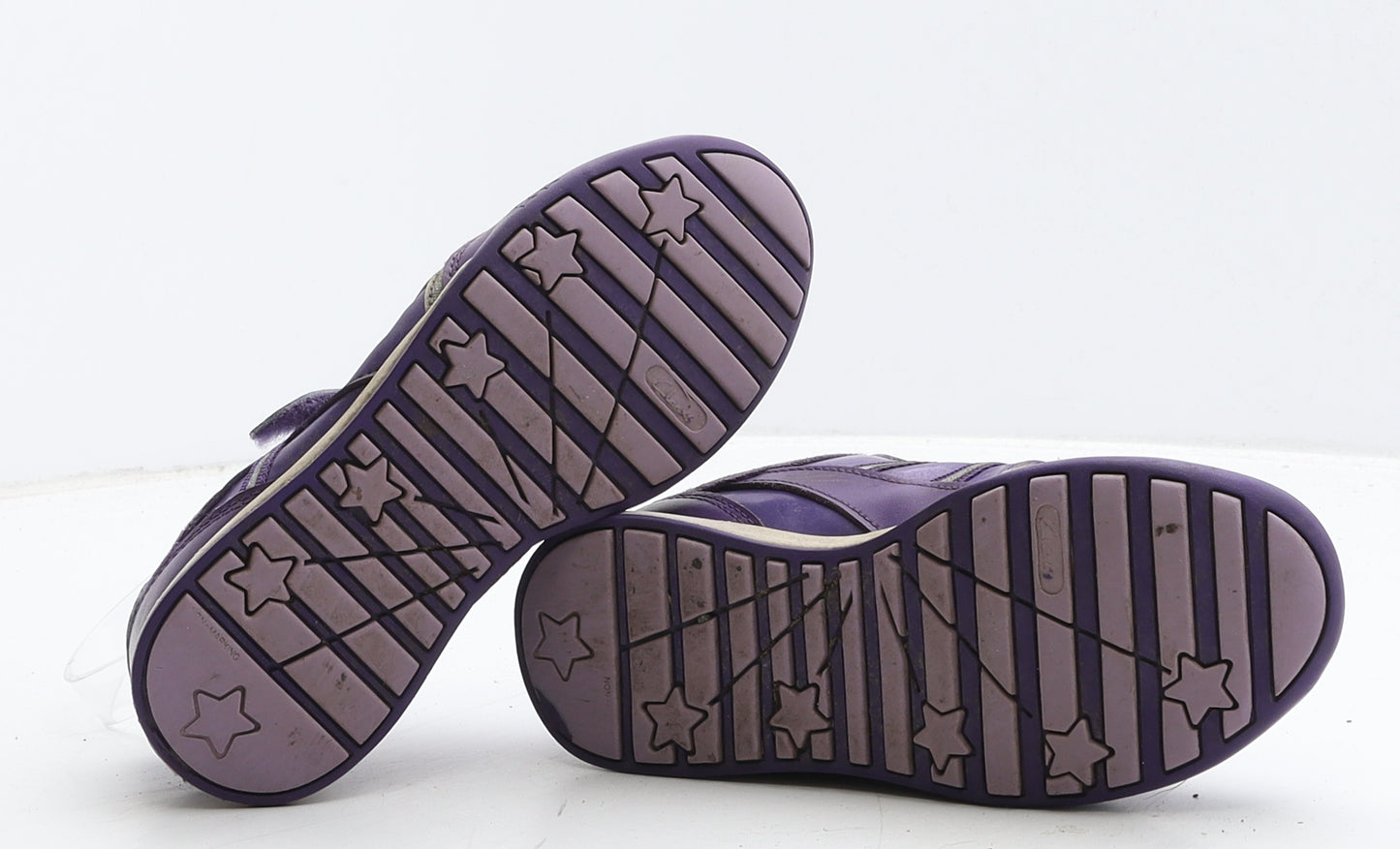 Clarks Girls Purple Geometric Leather Trainer UK 11.5 29