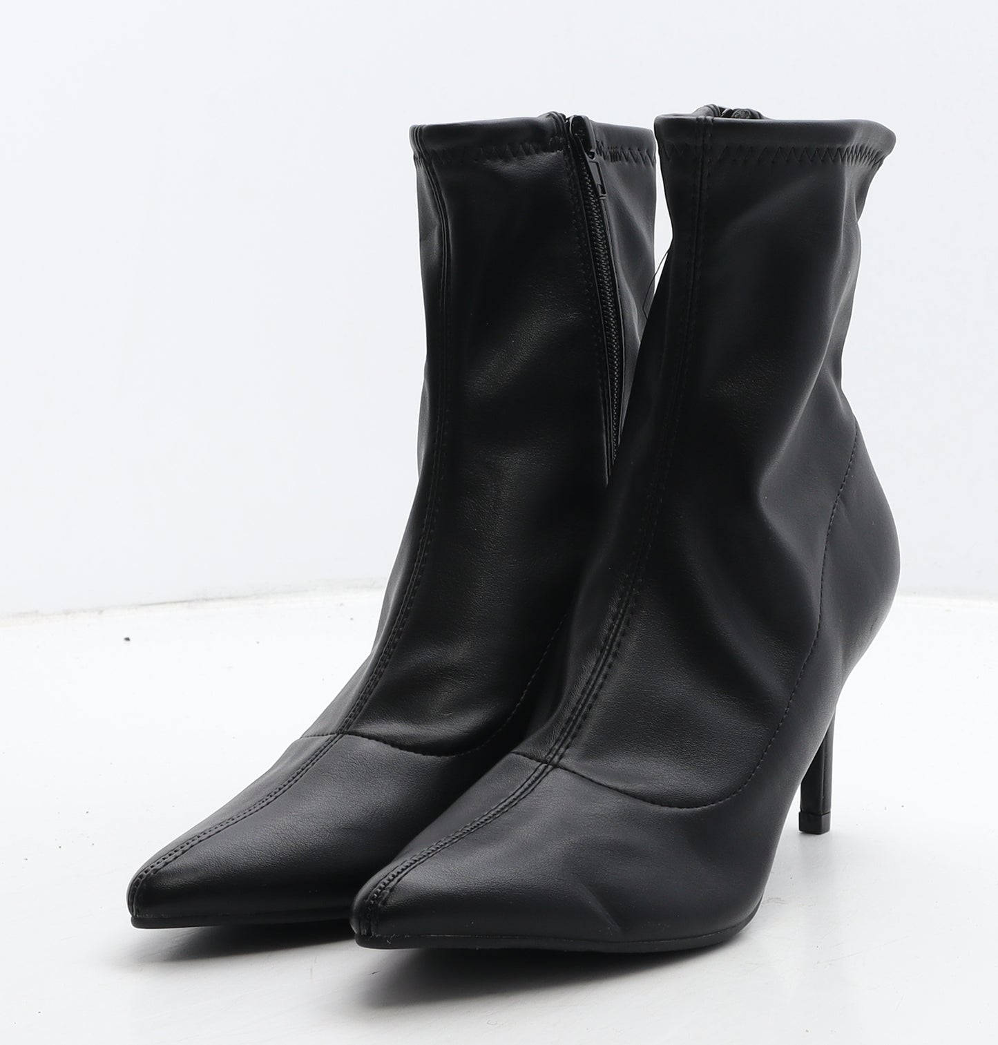 Primark Womens Black Leather Sock Boot UK 4 37